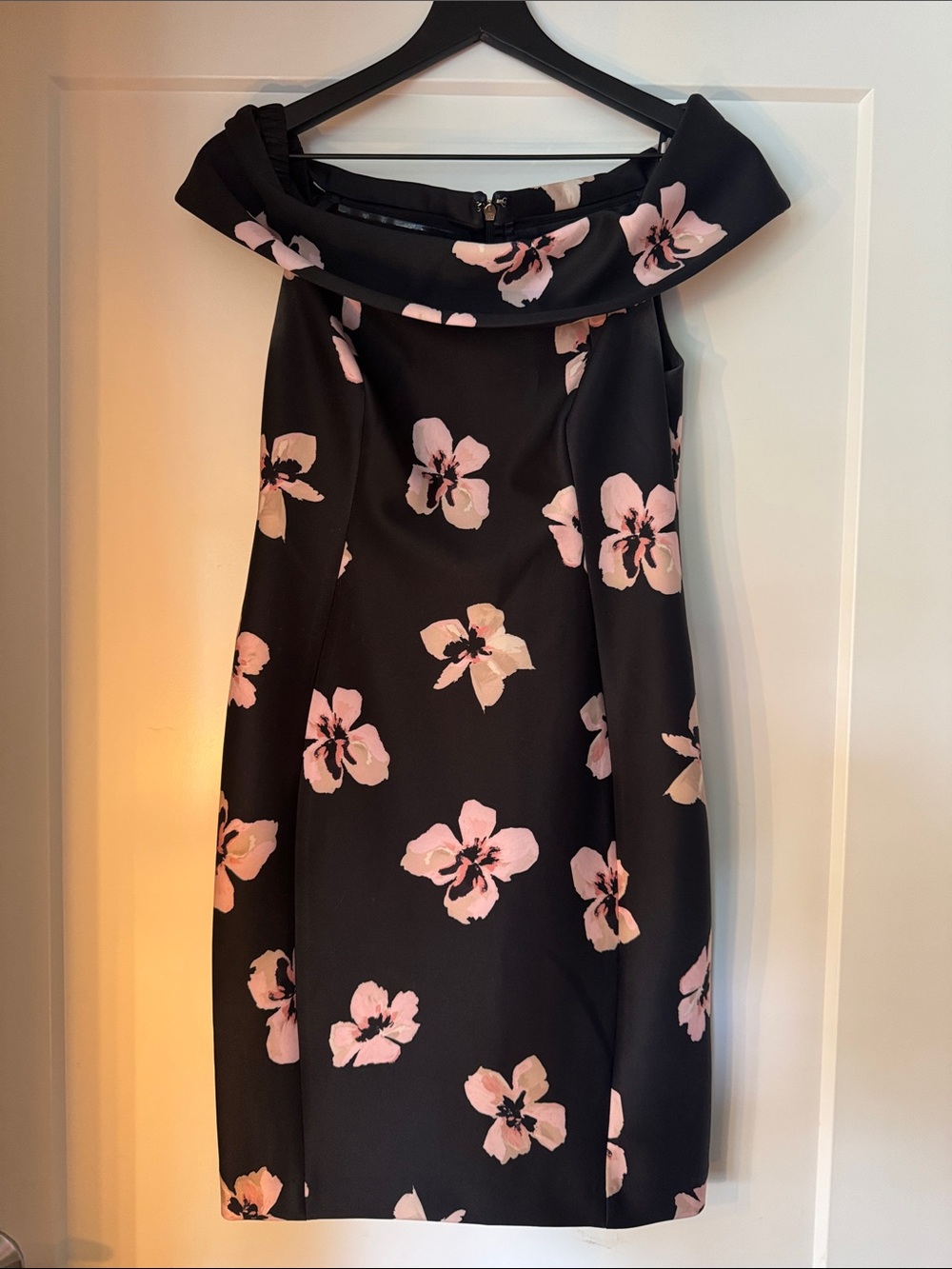 Tommy Hilfiger Black One-Shoulder Dress with Pink Floral Print
